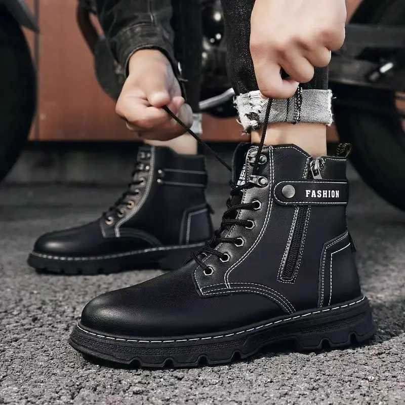 Man Shoes Warm Leather Black with Fur Winter Waterproof Boots for Men High Quality New Offers Designer Casual Sale Low Price Y2k W250811