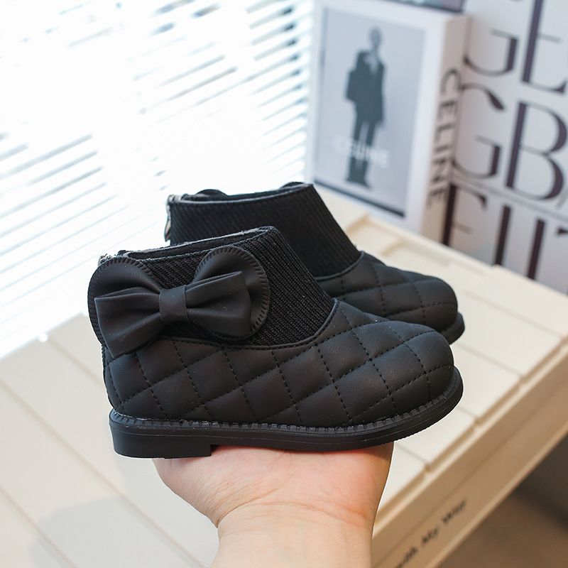 Girl's Ankle Boots Side Bowknot Kids Princess Causal Short Boots Autumn Winter Fashion Versatile Cutefeet Children's Toddler Cotton Boots Si