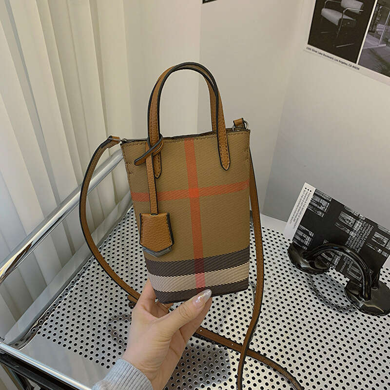 dhessentials Mini Phone for Women Crossbody 2024 New Stylish Small Canvas Plaid Lightweight Handheld Shoulder Bag