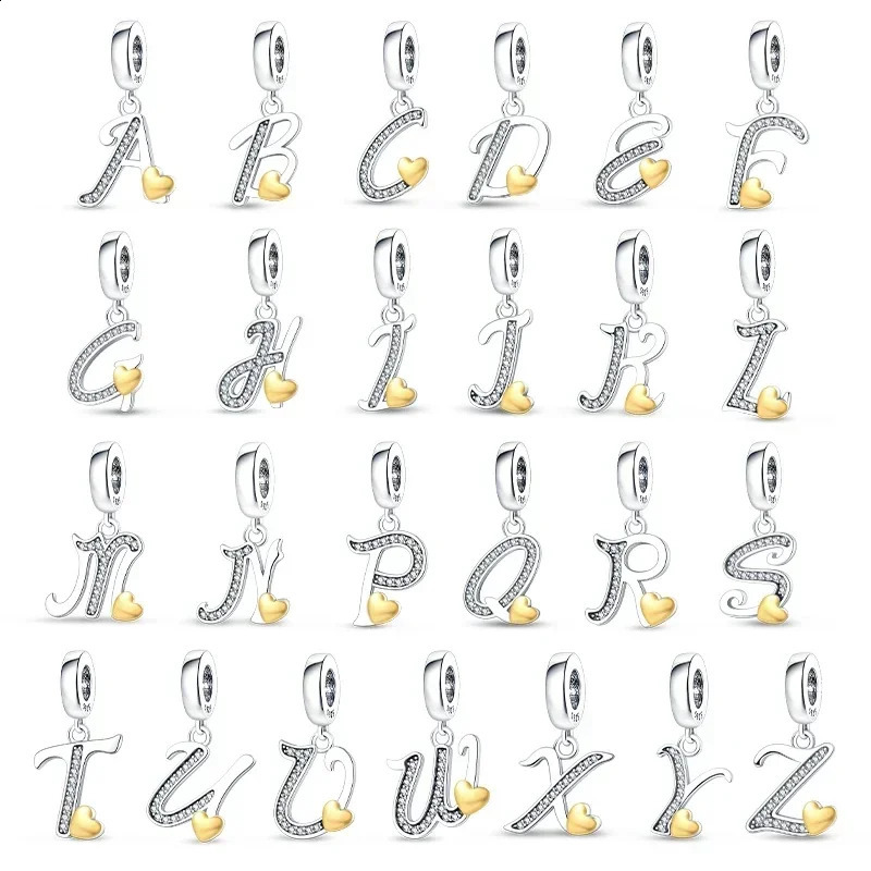 925 Silver 26 Letter A-Z Alphabet Beads Charm Fit Original Necklace Bracelet Bangle Accessories DIY Jewelry For Women 250807