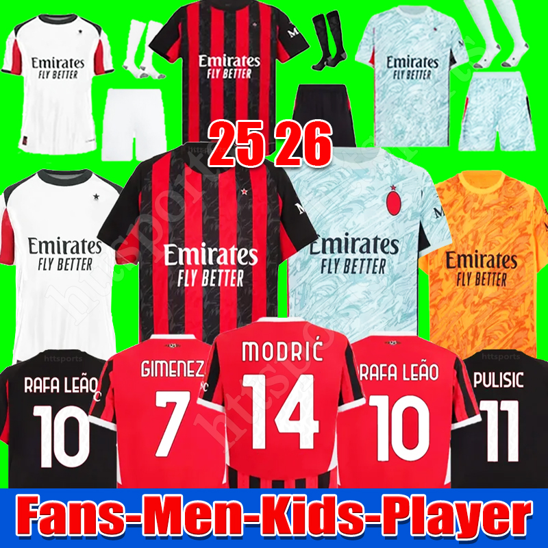 2025 2026 Maglia MODRIC Soccer Jerseys 2025-2026 Home Away Third THEO PULISIC ROMAGNOLI RAFA LEAO JOAO FELIX GIMENEZ Fan Player Men Kids Football shirts uniform 88