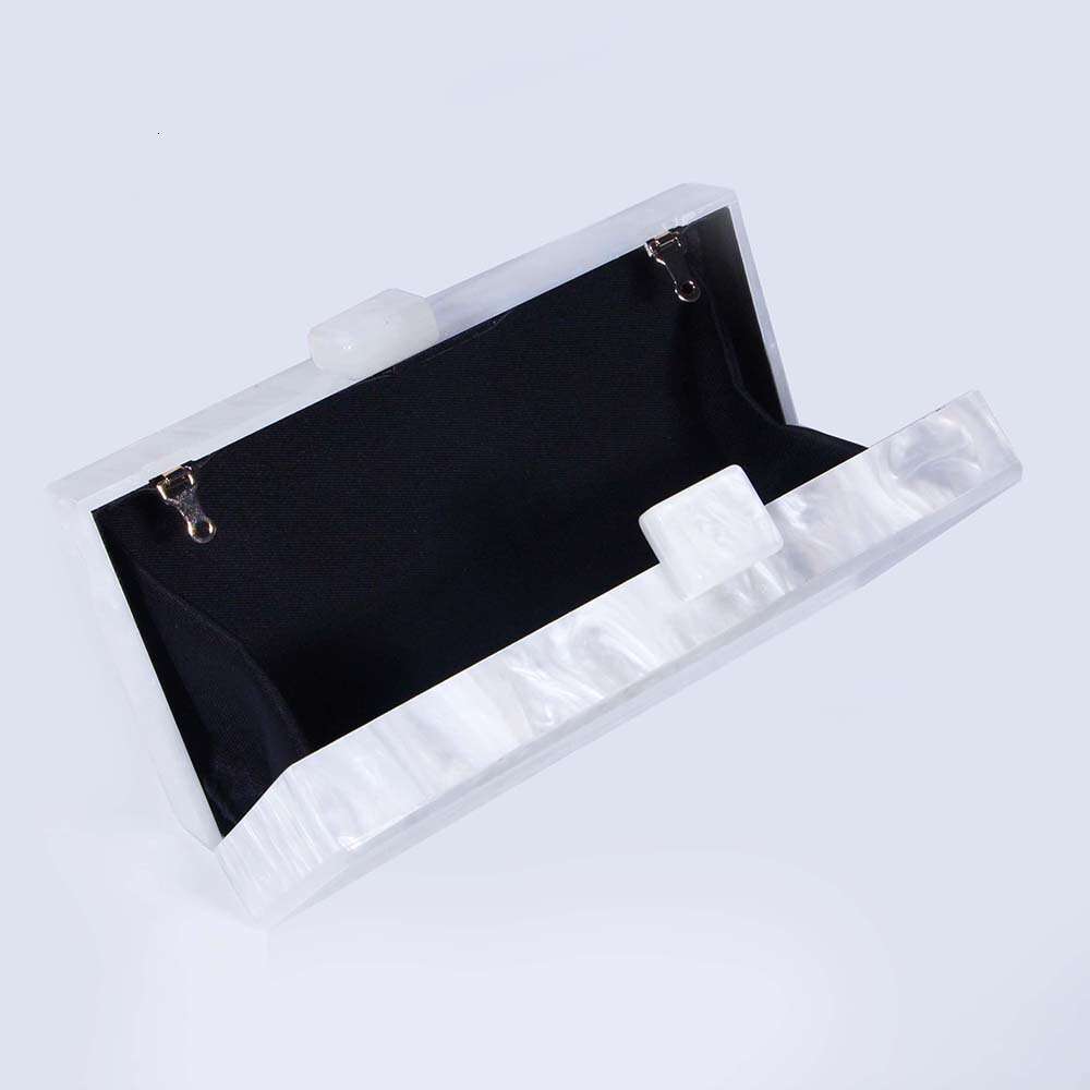 Women's New Fashionable White Pearl Letter Sequin Acrylic Clutch Crossbody Exquisite Evening Dress Bag