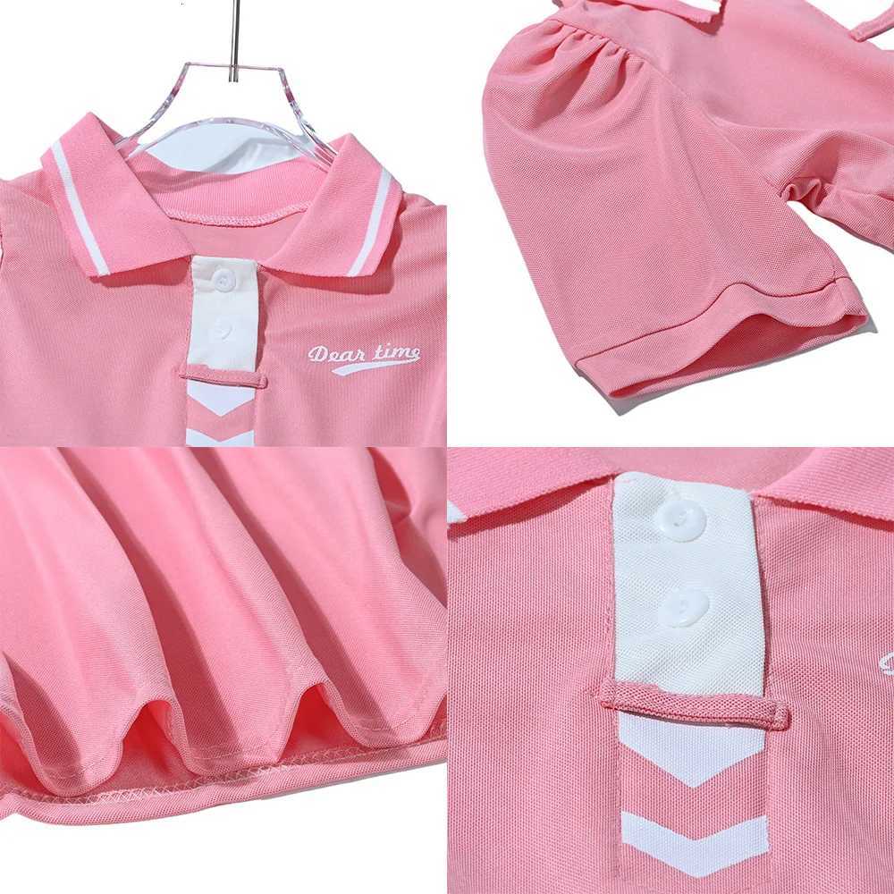 Summer Girls Bubble Sleeve Dress Childrens Pleated Skirt Flip Collar Skirts Kids Princess Dress Baby Sweet Pleated Skirt W250811