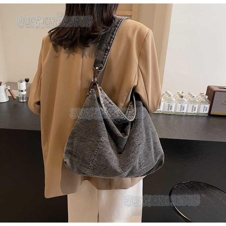 Style Casual Washed Denim Bag for Women 2025 New Fashion Versatile Large Capacity Shoulder Bag Underarm Bag H250809