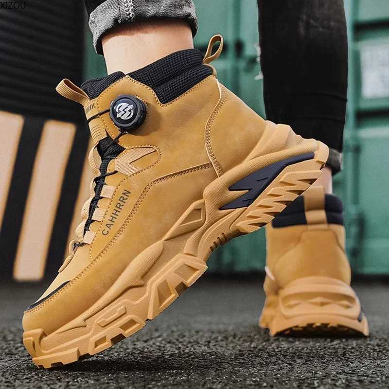 Booties for Men Motorcycle Boots Easy To Clean Trendy All-match Lightweight Warm Plush XIZOU Winter Shoes Popular New Model W250811