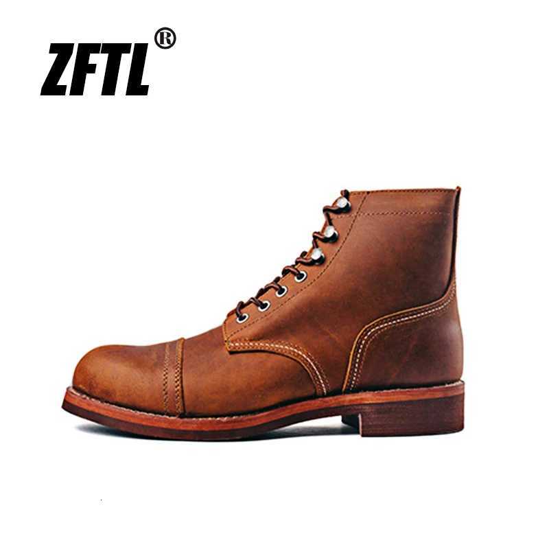 2025 ZFTL Mens Motorcycle Boots Cowhide American Vintage Genuine Leather Desert Boots Men Lace up Boots Couple Boots W250811