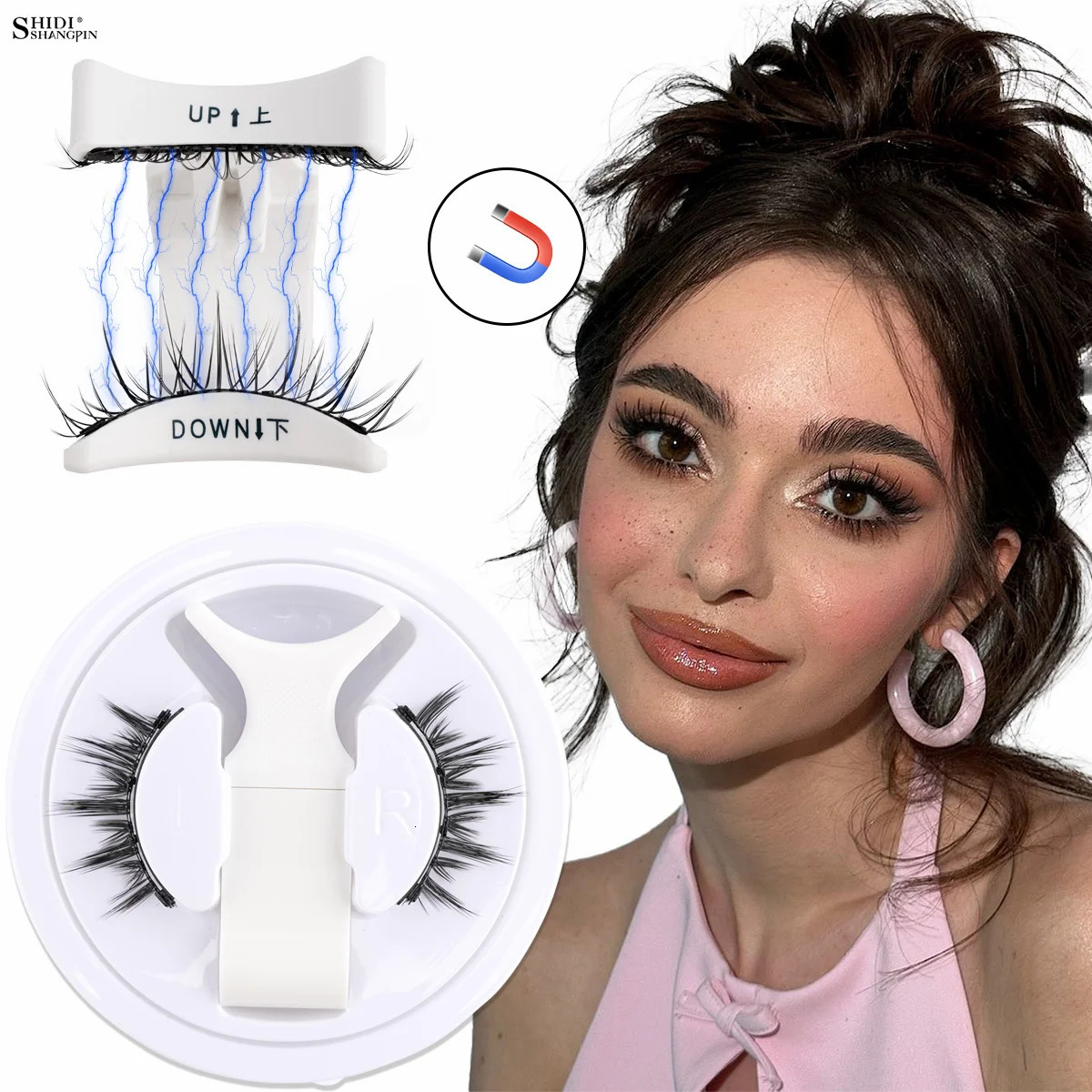 Magnetic Lashes Kits 1Pair 3D Magnet Band Soft Natural Fluffy Reusable False Mink Eyelashes Waterproo Free Glue Makeup Tools 250805