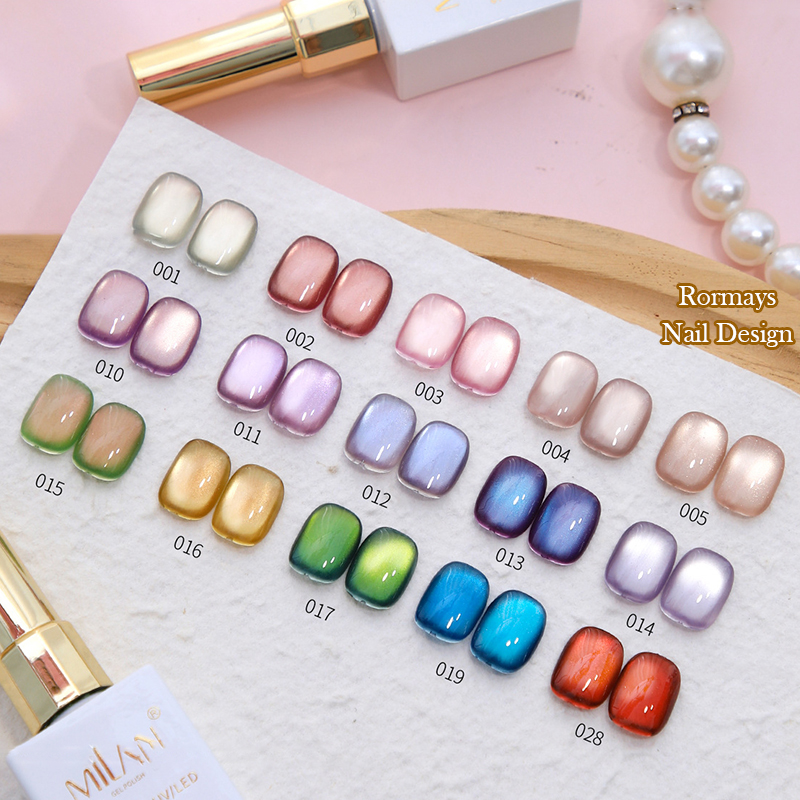 Rormays Popular Aurora Cat's Eye gel Polished 28PCS Mixed Semi permanent Varnish Color UV LED Primer Finish Cat's Eye Shiny Nail Salon Whole