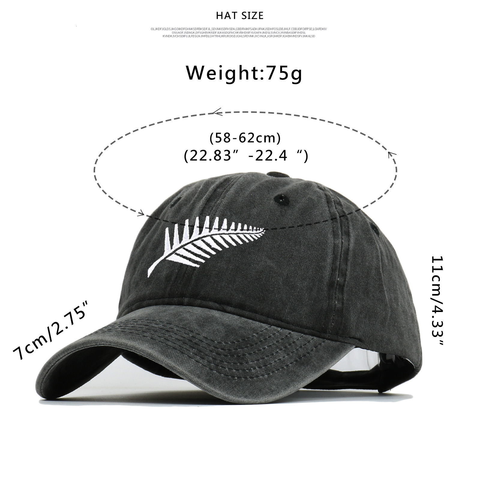 American leaf embroidered baseball cap, retro washed duckbill cap, men's and women's outdoor travel sun hats