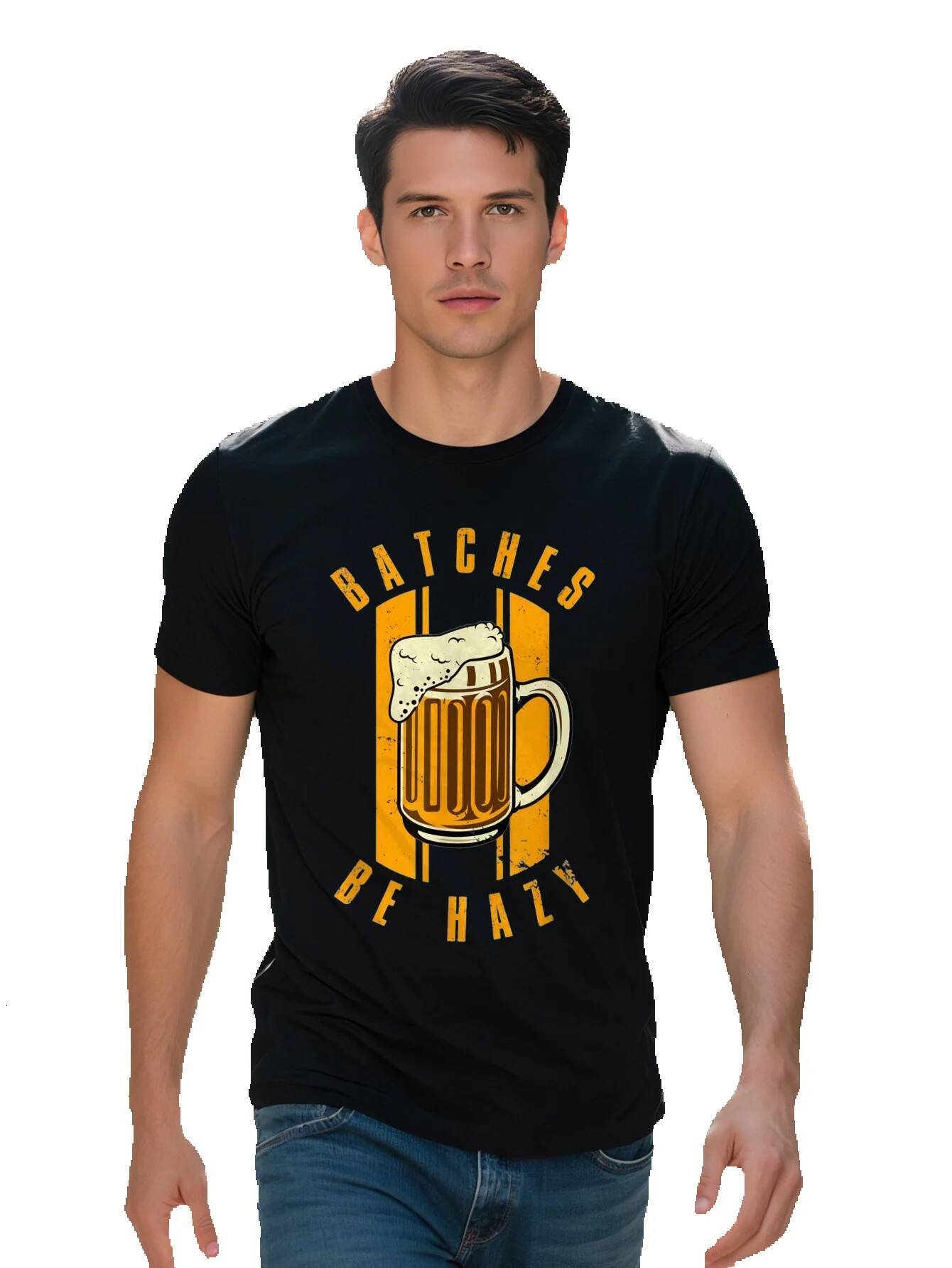 Men s Cotton T Shirt Craft Beer Inspired Design Batches by Hazy Print Casual Short Sleeve Tee for Homebrew 6dfb2 b464e