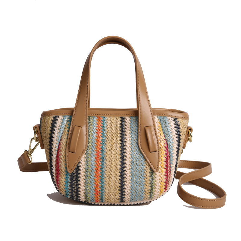 Striped Woven for Women 2025 New Beach Vacation Handheld Shoulder Large Capacity Straw Tote Bag ddmymoon