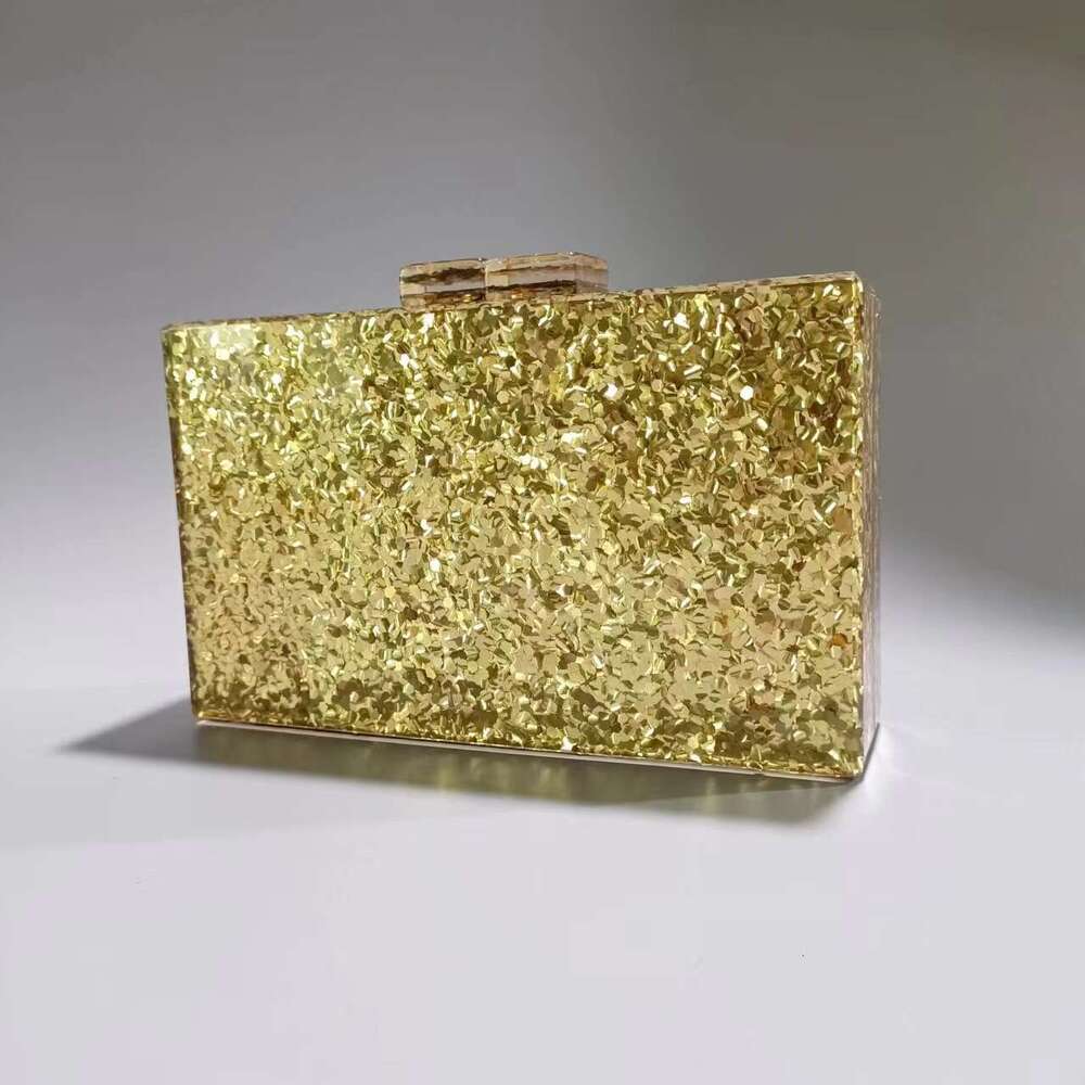 Women's New Gold and Silver Sequin Acrylic Evening Bag Single Shoulder Crossbody Wedding Banquet Clutch