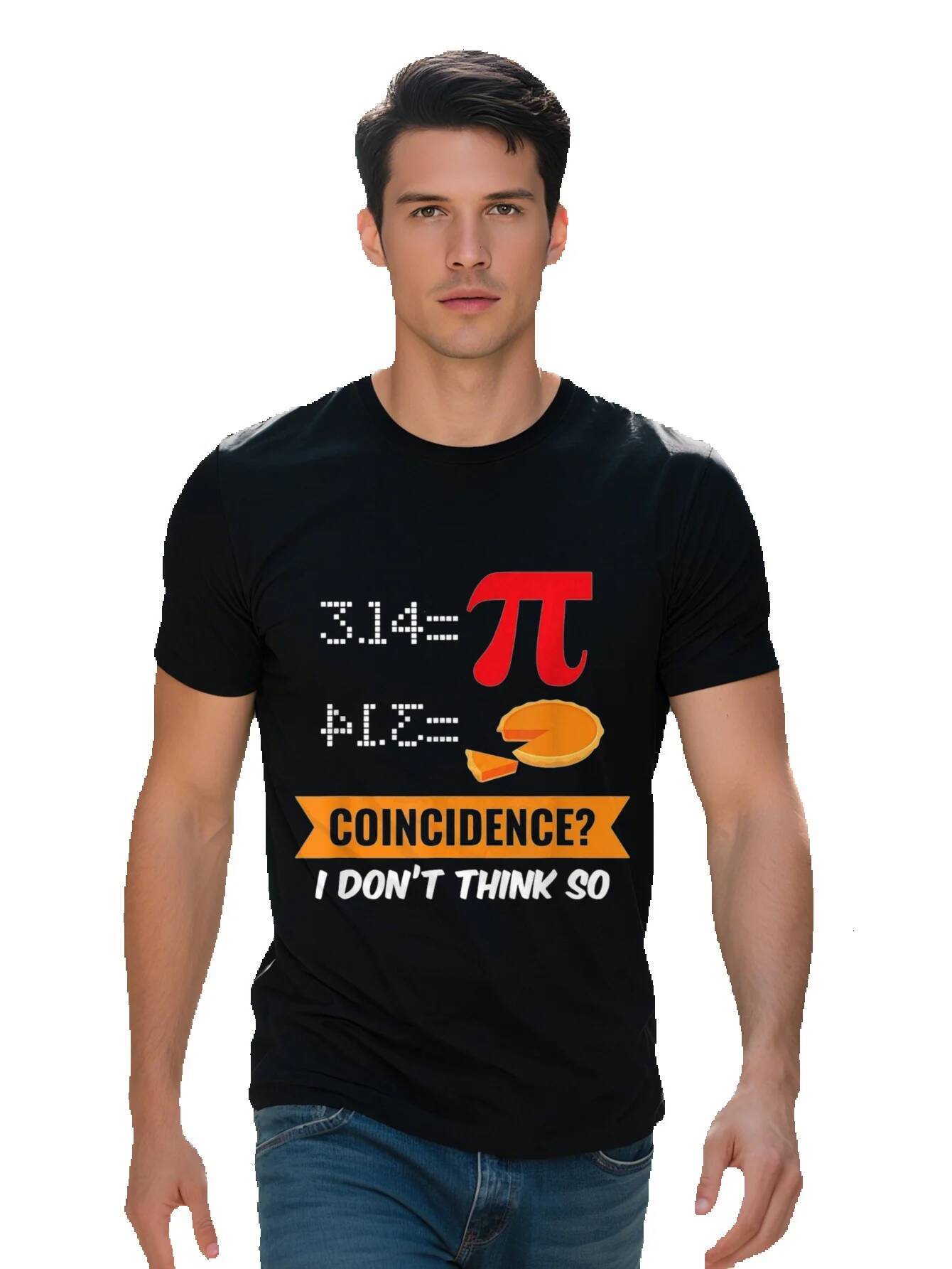 Men's Day T-Shirt Cotton I Don't Think So Coincidence Design with Pi Symbol Orange Slice Graphic Casual Round 1aa77 29fa1