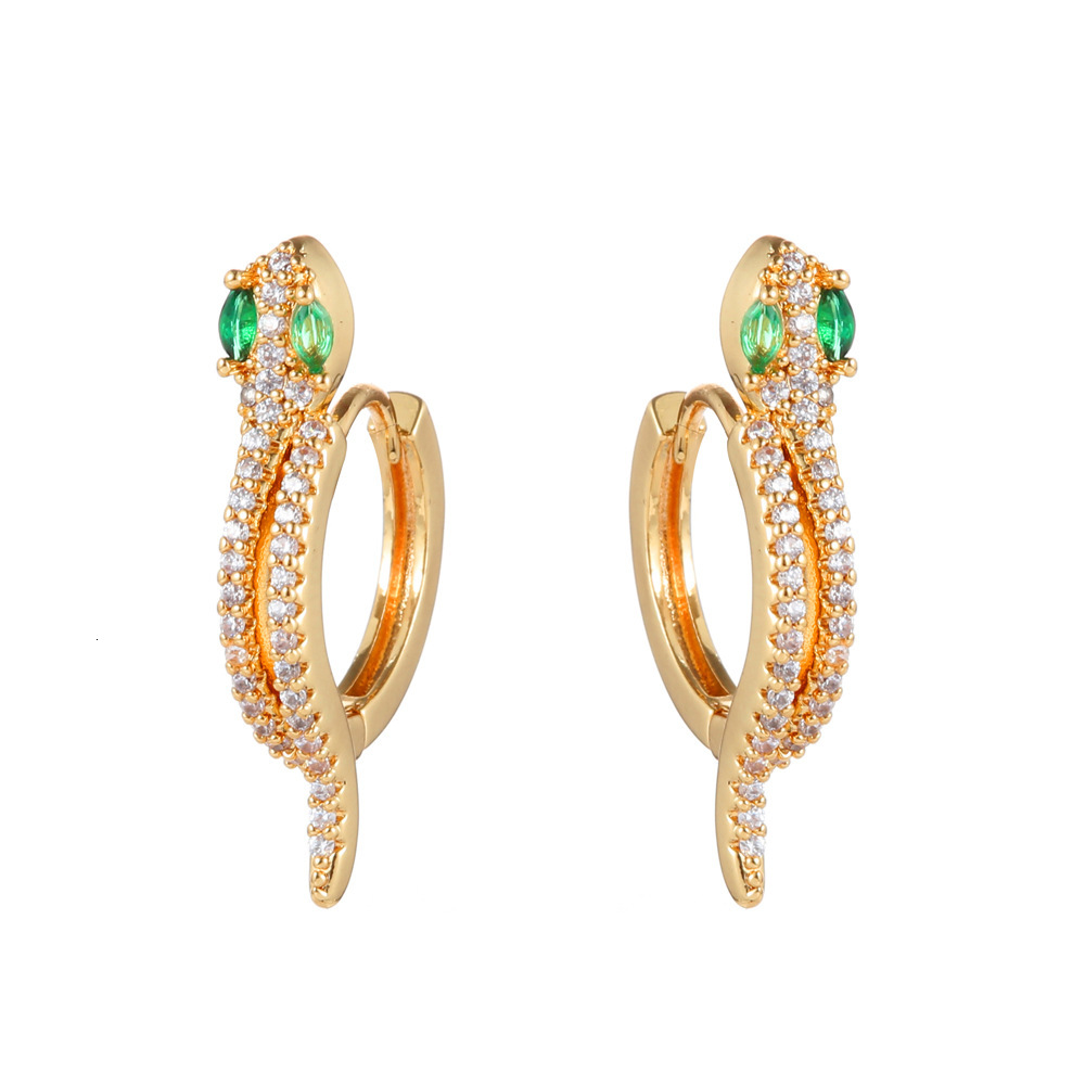 Free Shipping Designer Fashion Accessories European And American Styles Zircon Snake Shaped Earrings For Women Minimalist Retro Luxury Jewelry