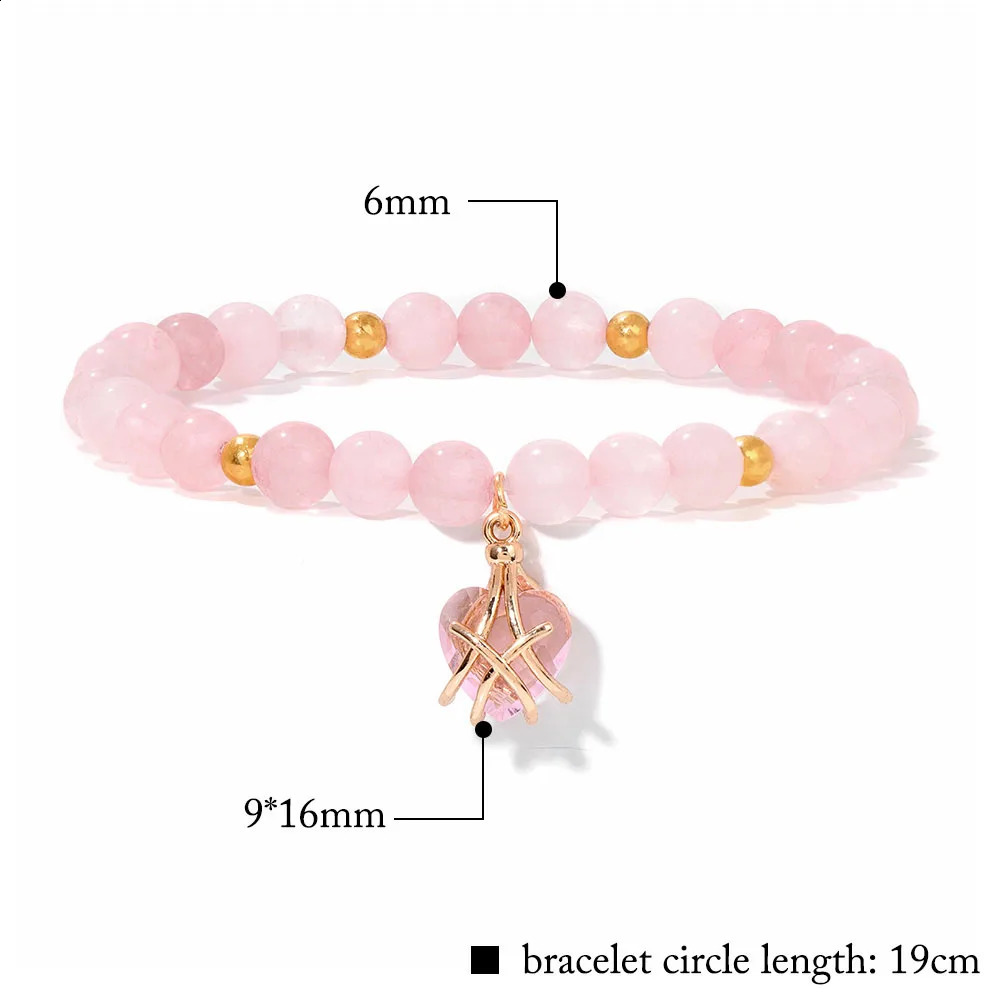 Wholesale Natural Stone Pink Rose Quartzs Beads Bracelet Women Tiger Eye Cat Eye Beads Heart Pendant Bracelets Healing Jewelry 250805