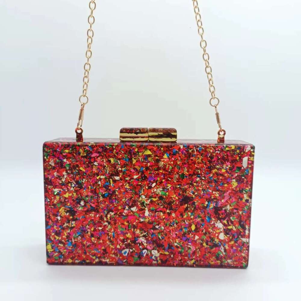 Women's Baita New Single Shoulder Crossbody Fashion Acrylic Colorful Sequin Evening Clutch Bag