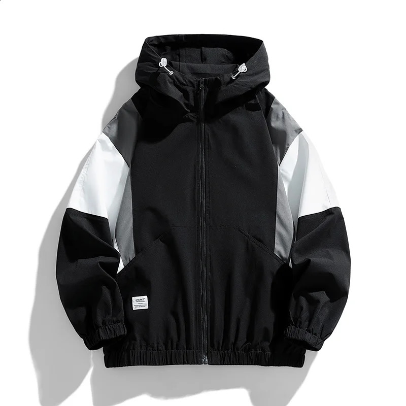Couple models clashing color outdoor windbreaker men and women with the same paragraph hooded punching jacket male spring a 250804