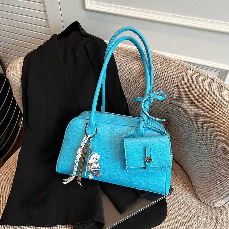 Texture Handbag FAshion Versatile Simple Solid Color Shoulder Bag With Pendant Multifunctional Commute Date Messenger Bag Z250811