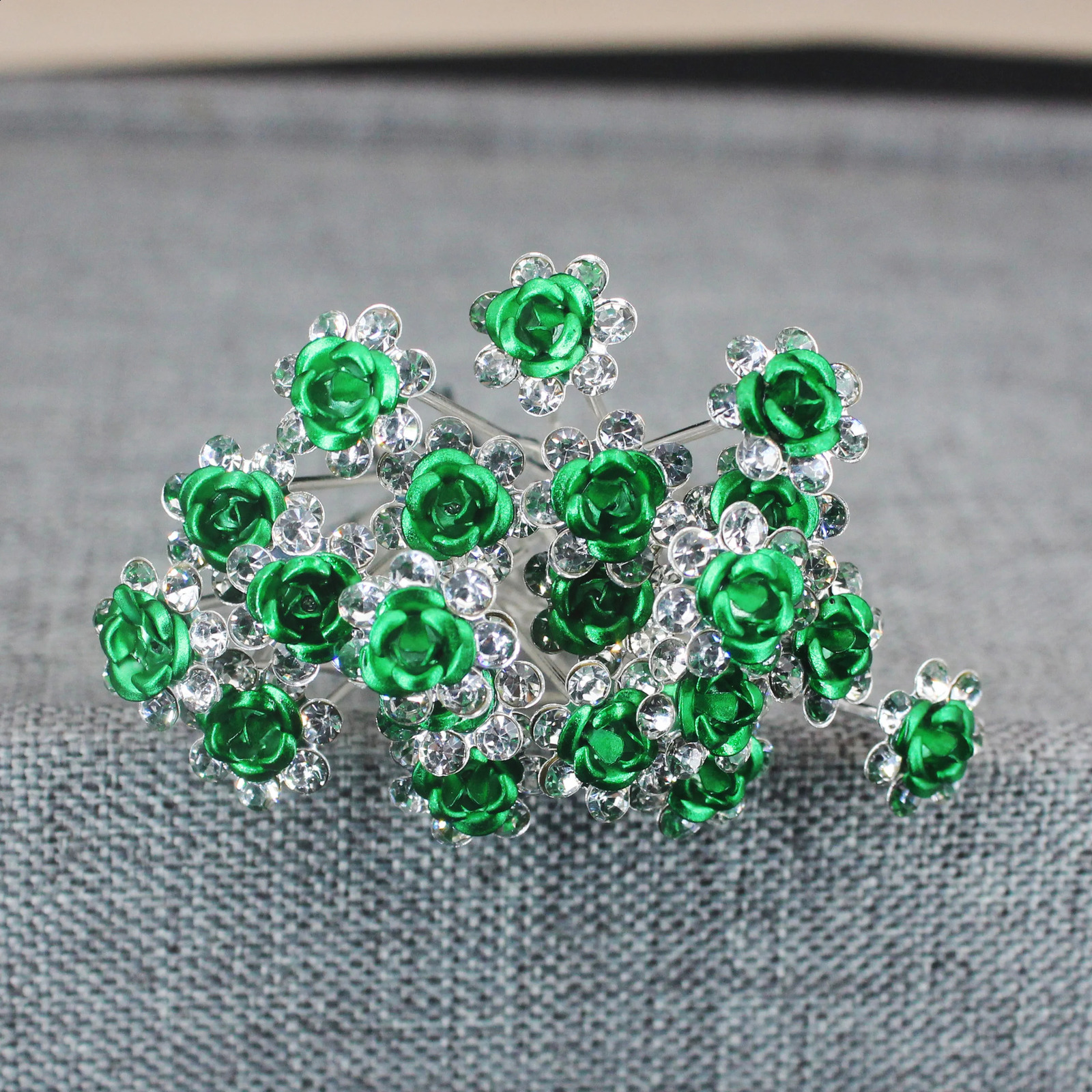 20PCS Rose Flower Hair Clips Crystal Pins for Bridal Wedding Party Daily Life Women Jewelry Acessories 250804