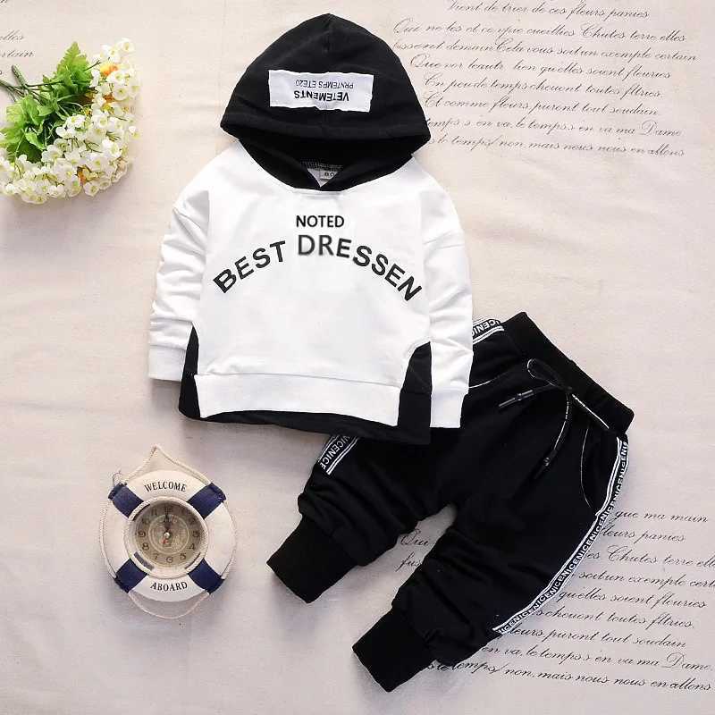 New Spring Autumn Cotton Boys Clothes Outfit Kids Baby Sports Hooded Tops Pants 2pcs Sets Fashion Children Casual Tracksuits Z250811