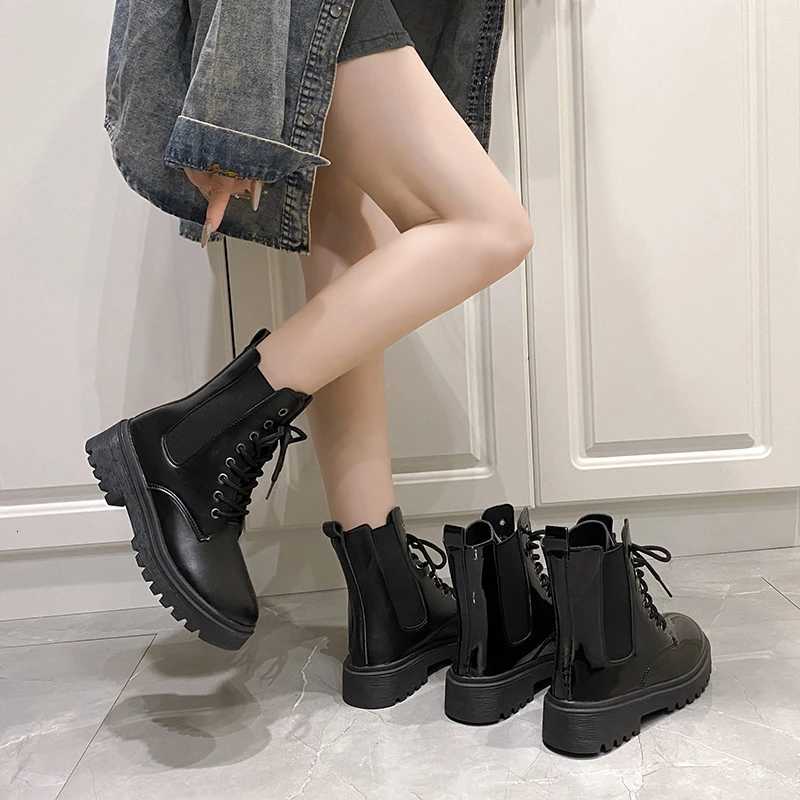 2024 Spring New Womens Shoes Comfortable Fashion Boots Womens Short Boots Mid-Heel Thick Heel Round Toe Chelsea Boots W250811