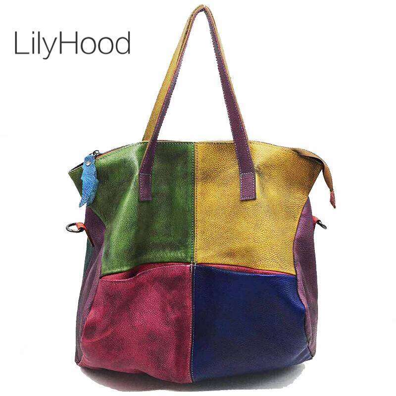 Oversized Cow Genuine Leather Patchwork Big Capacity Overnight Weekender 2025 Women Designer Slouchy Crossbody Bag