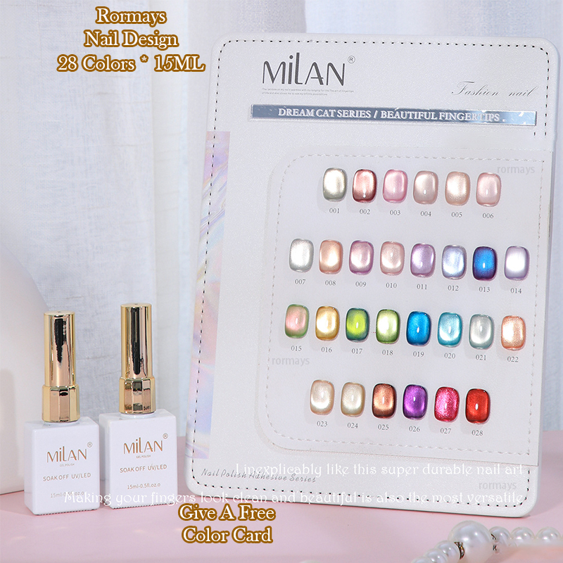 Rormays Popular Aurora Cat's Eye gel Polished 28PCS Mixed Semi permanent Varnish Color UV LED Primer Finish Cat's Eye Shiny Nail Salon Whole