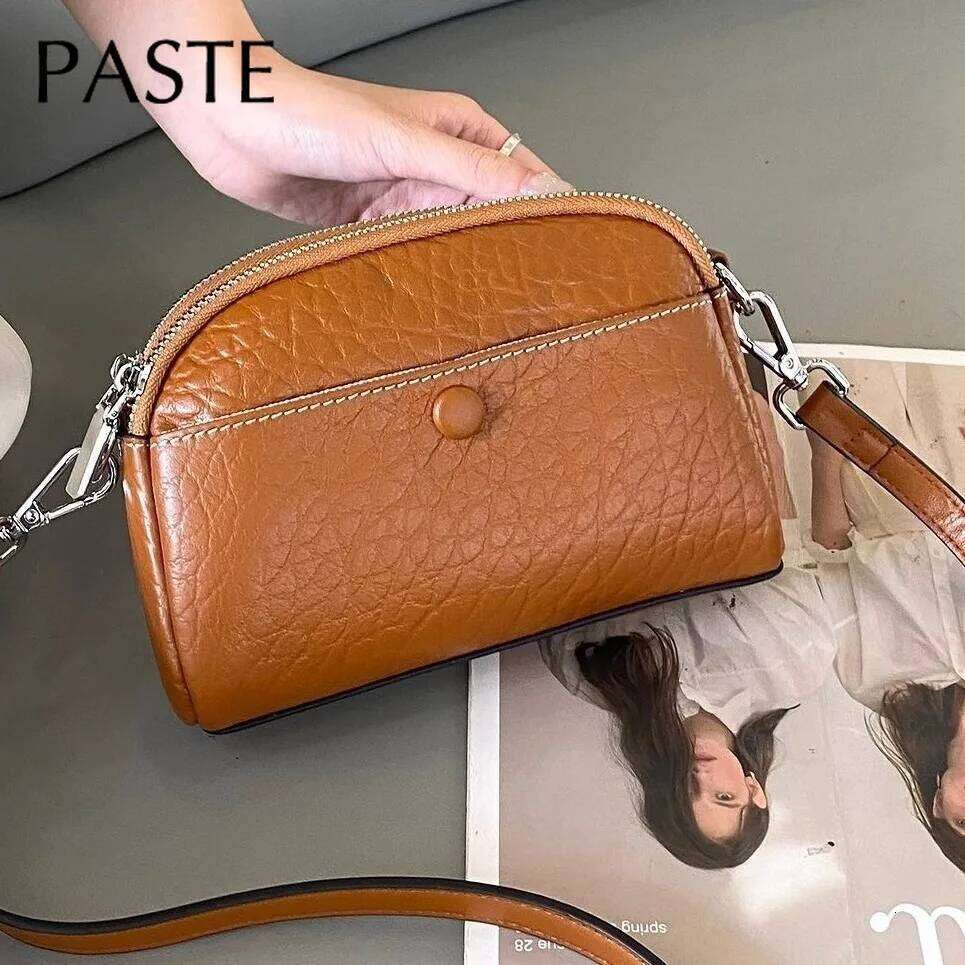 New 2024 Summer Small Flap Crossbody First Layer Cowhide Leather Women Shoulder Bag Leisure Daily-use Phone Purse