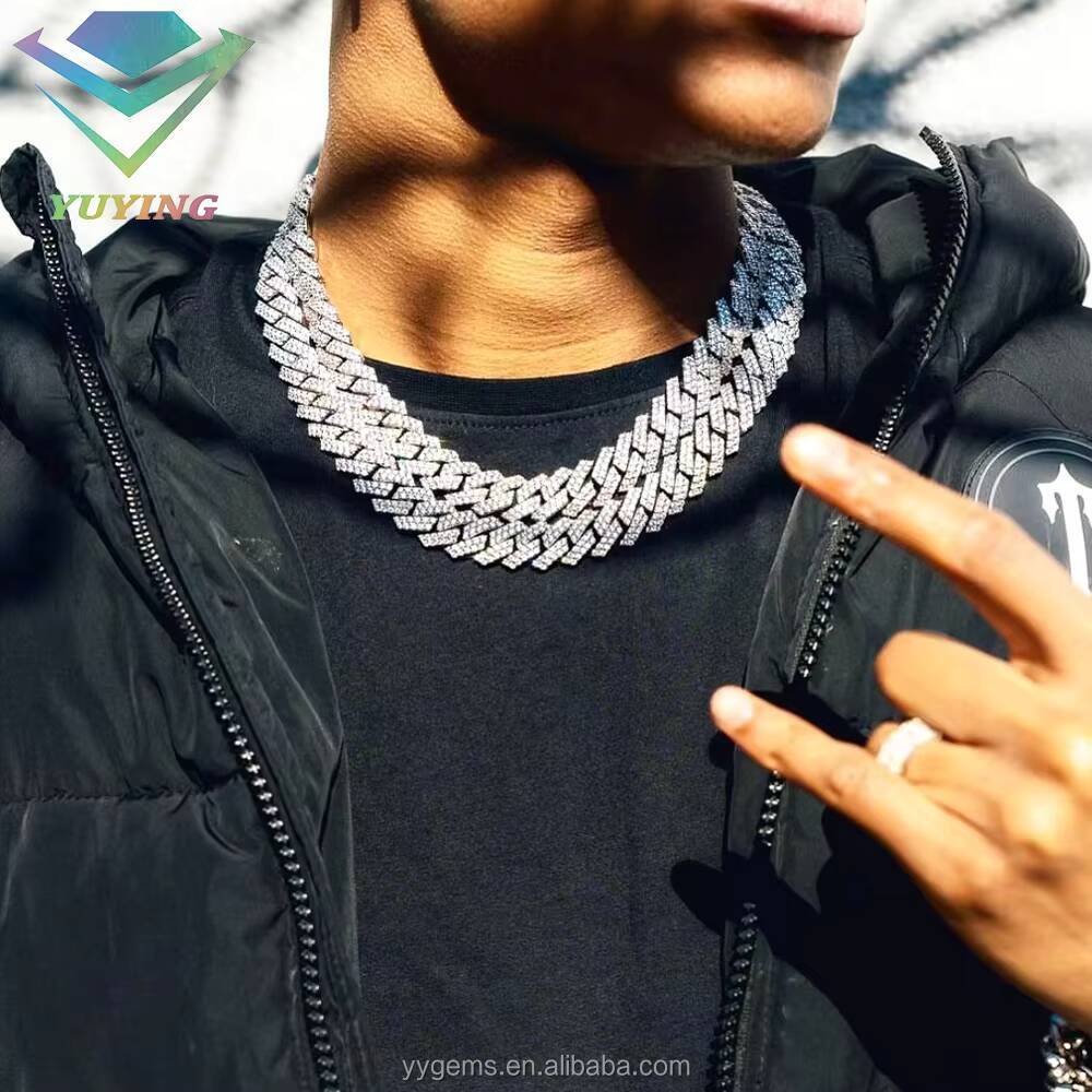 Fashion Jewelry Iced Out Moissanite Diamond 8mm 10mm 12mm Width 925 Solid Silver Cuban Link Chain for Men Necklace