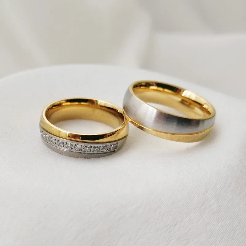 LETAPI Wedding Ring for Women and Men Gold Color Love Engagement Couple Stainless Steel Lovers Jewlery Anniversary Gift 250805