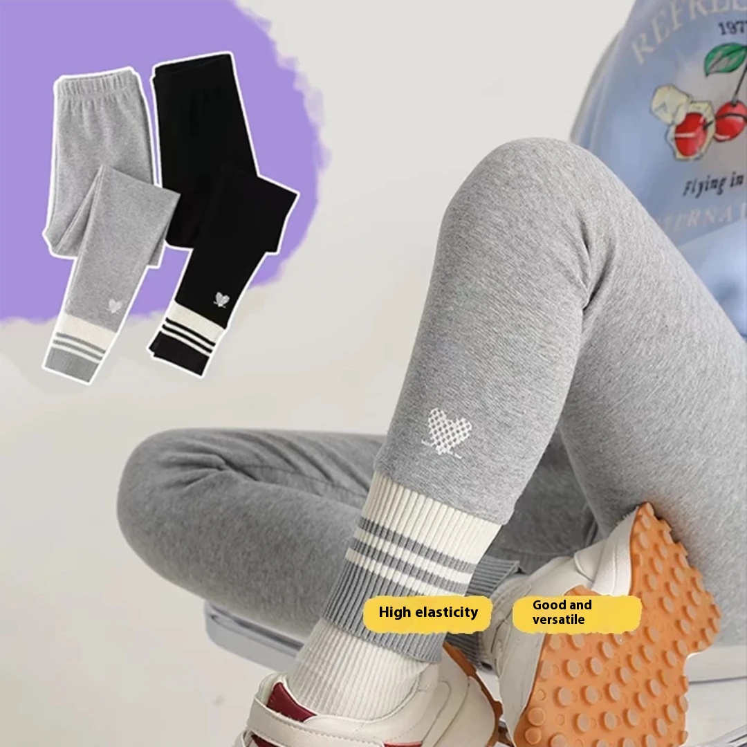Autumn new style leggings, stylish girls' pants, fashionable and versatile, medium and large children's outerwear, versatile and casual pant