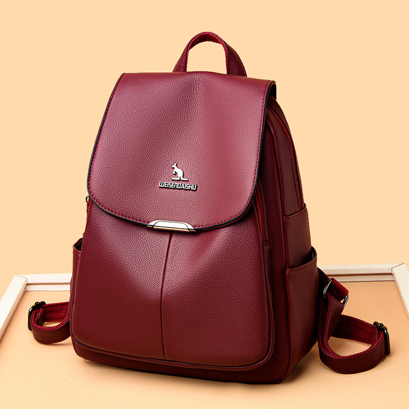 New PU Soft Leather for Women, Large Capacity Travel Bag, Simple Casual Backpack ddmymoon