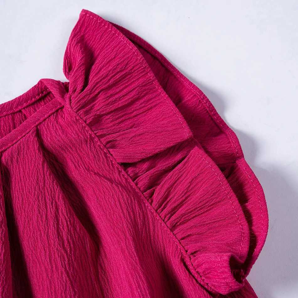 Summer Dress Fashion Casual Ruffled Sleeve Solid Dress Childrens Clothing Baby Girl Dresses Kids Versatile Childrens Apparel W250811