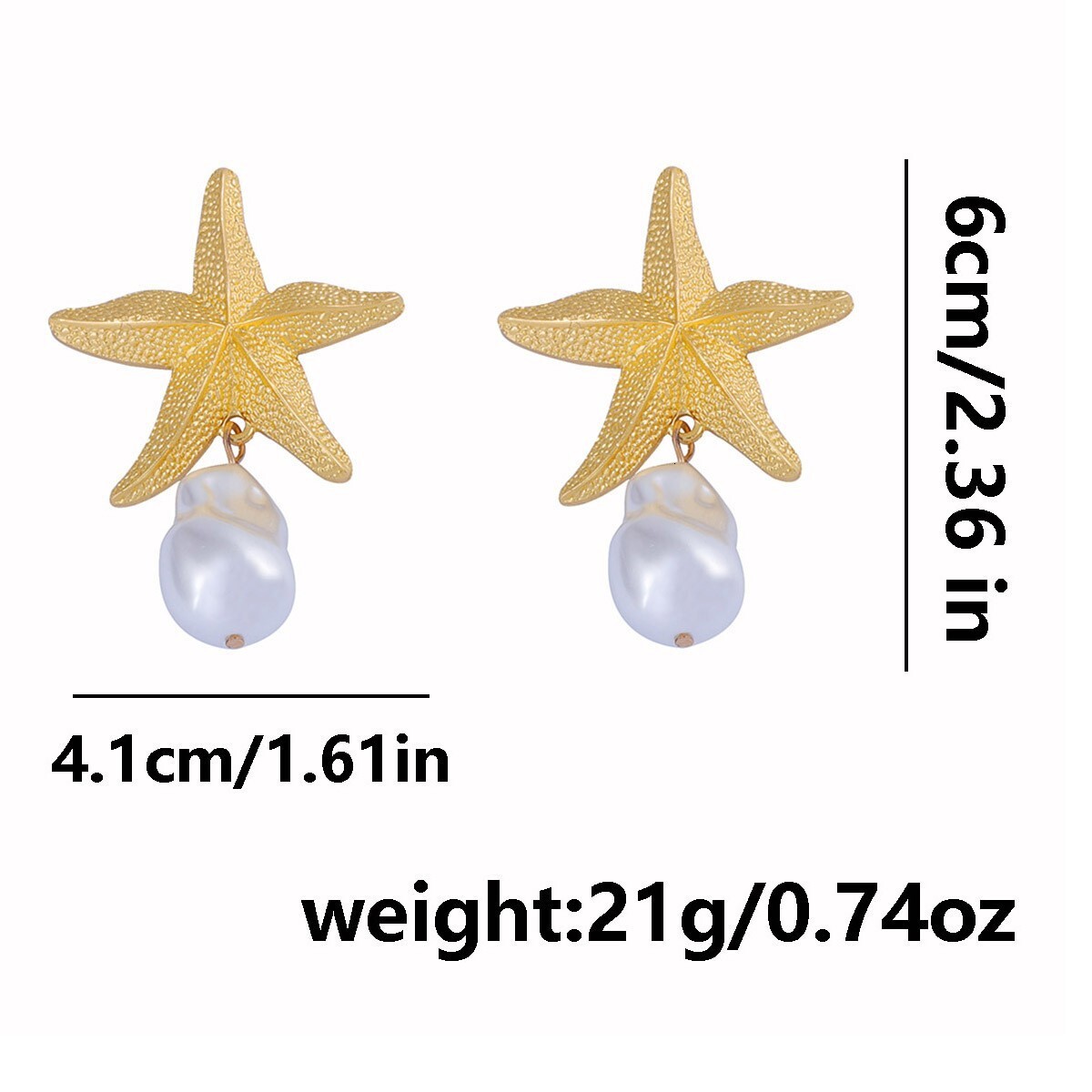 Free Shipping Designer Fashion Accessories Exquisite Ocean Leisure Simple Alloy Earrings Starfish Imitation Pearl Pendant Earrings Luxurious Jewelry