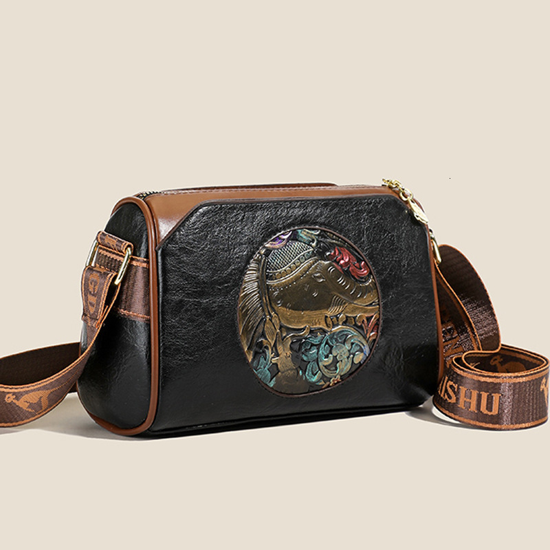 Lucky Elephant Embossed Three-Layer Large Capacity Pillow Women's New Fashion Mom Single Shoulder Crossbody Bag ddmymoon
