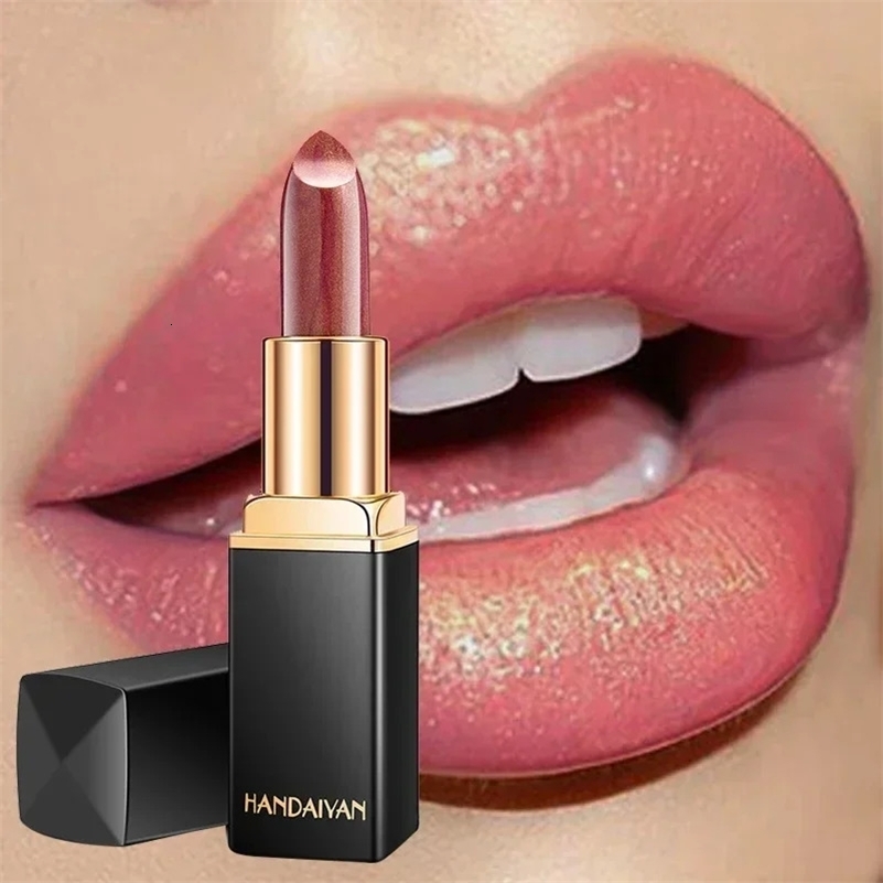 Professional Lips Makeup Waterproof Shimmer Long Lasting Pigment Nude Pink Mermaid Shimmer Lipstick Makeup Cosmetic 250809