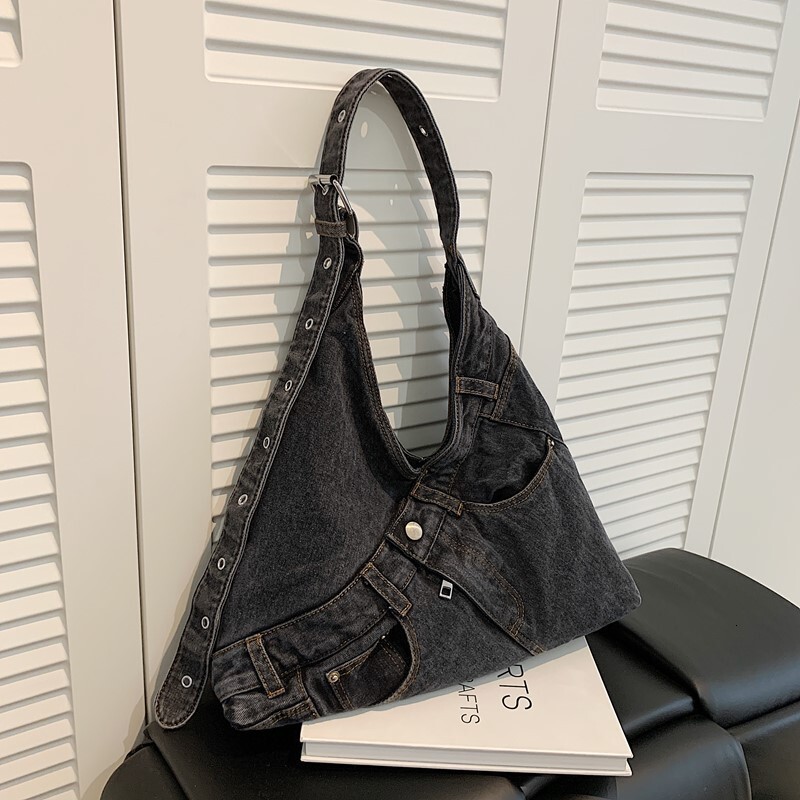 2025 autumn new niche design personalized bag denim armpit bag simple and versatile fashion designer bag women's shoulder bag