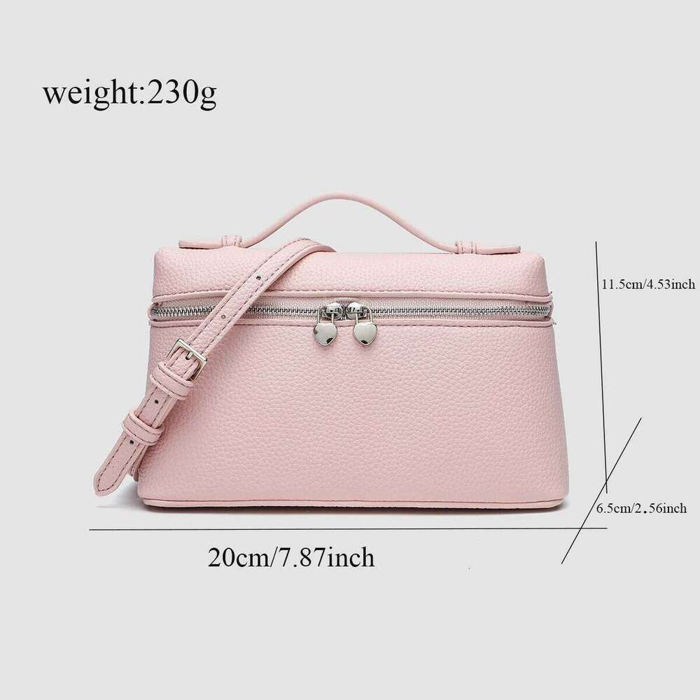 Fashion Women PU Lychee Leather Lunchbox Bag Mini Handbag Spring Summer Compact Sweet Shoulder Crossbody Purse