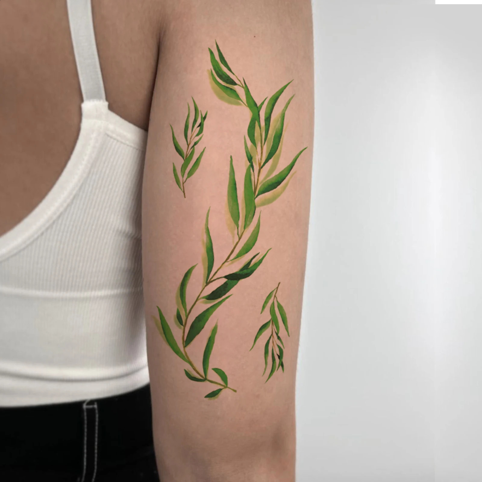 6pcs Green Vine Leaves Series Temporary Tattoo Stickers for Hand Arm Back Disposable Body Wild Grass 250809