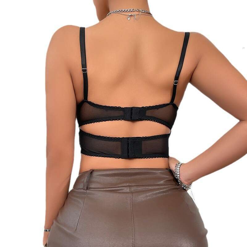 New French Style Sexy Pure Desire Eyelash Lace Trim Hollow Design Camisole Women's Vest