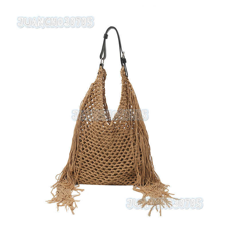2025 New Tassel Bag for Women Hollow Handwoven Beach Bag Style Cute Ladies Shoulder Tote Bag H250809