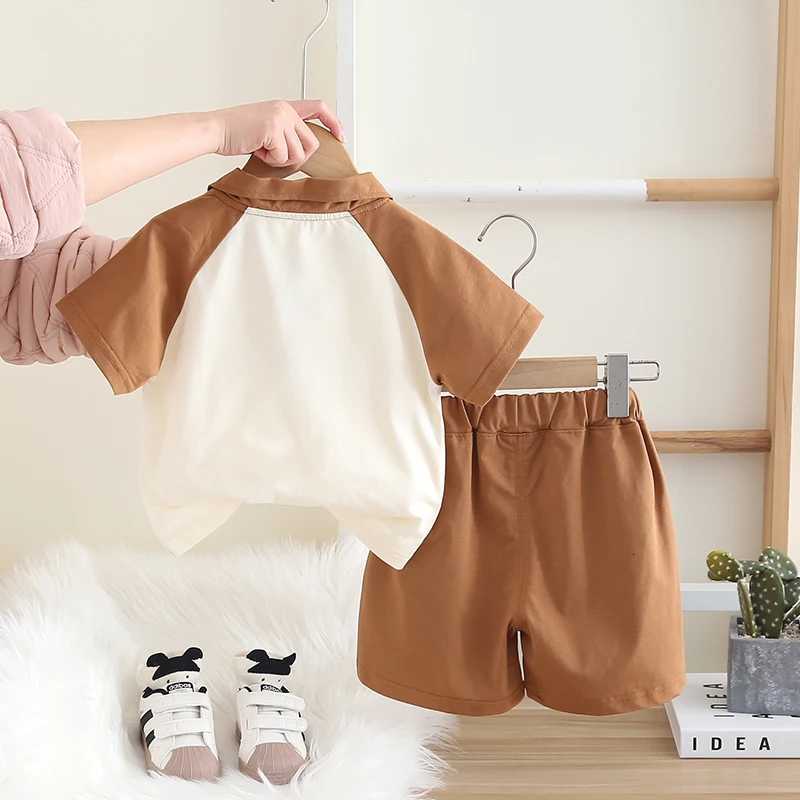 Childrens Clothing Set for Baby Boy Girl Summer Letter Polo T-Shirt Shorts 2-Piece Suit Cute Infant Outfit Z250811