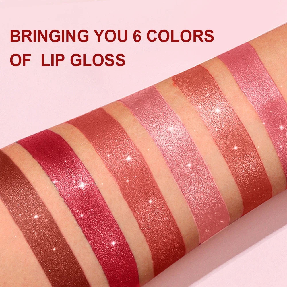 Chocolate Brown Luxurious Metallic Glitter Lipstick Long-Lasting Waterproof Non-Fade Shimmery Pearl Sparkling Lip Gloss Makeup 250809