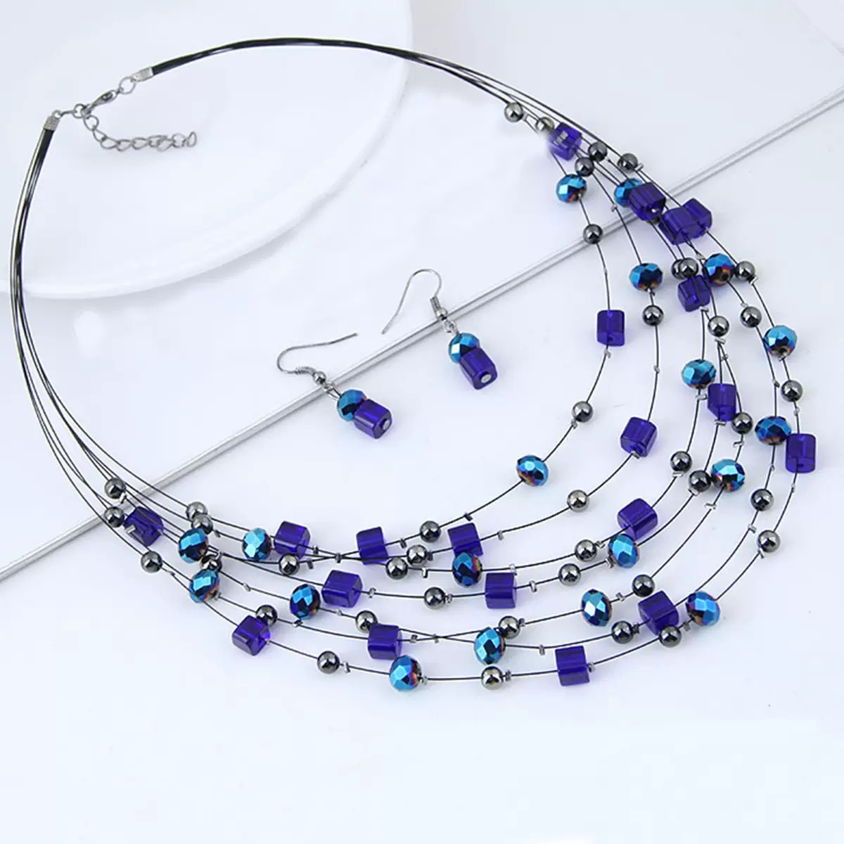 Hot-selling ethnic minority bridal set with retro gemstone bead jewelry