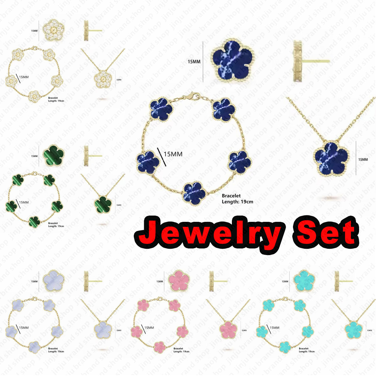 luxury jewelry clover necklace bracelet earring set jewelry 18k gold jewelry flowers mother of pearl jewlery set designer necklace set fashion classic lucky clover