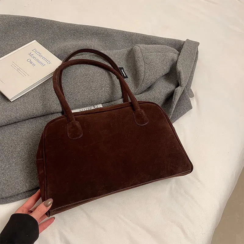 Niche retro single-shoulder handbag bowling bag matte suede single-shoulder crossbody small square bag 250809