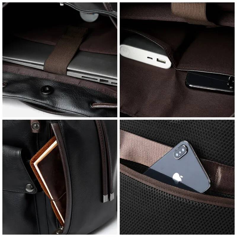 Lether Men Vintage For Teenager Laptop PC Portable Bags Designer Boys Travel Backpack Thin School Mochila high-quality