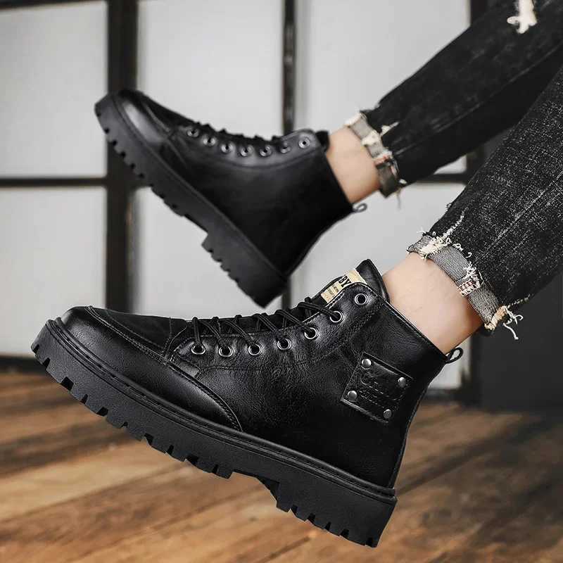 Gothic Mens Boots for Winter Mens Shoes on Offer With Free Shipping Shose Man Safety Boots Military Tactical Working Sneakers W250811