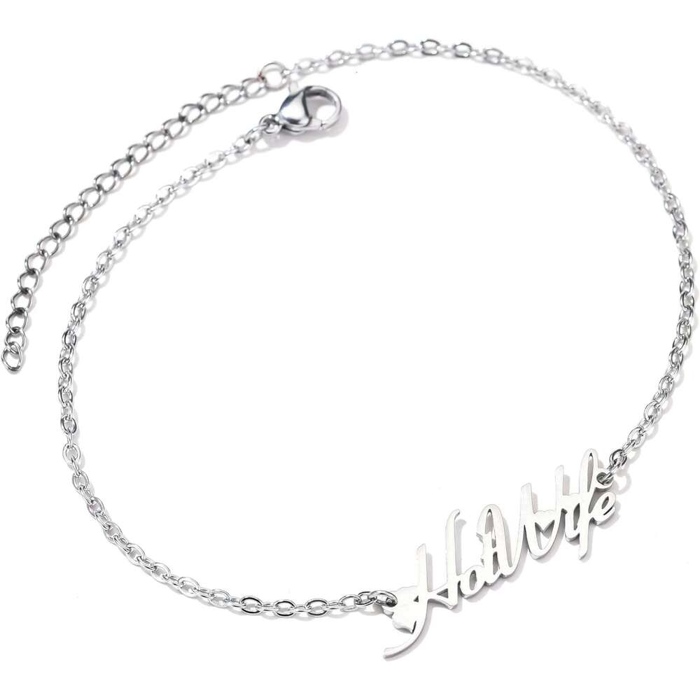 Anklet, HotWife Ankle Bracelet, Hot Wife Anklet with Hearts (Gold-Plated steel or Sier stainless steel)