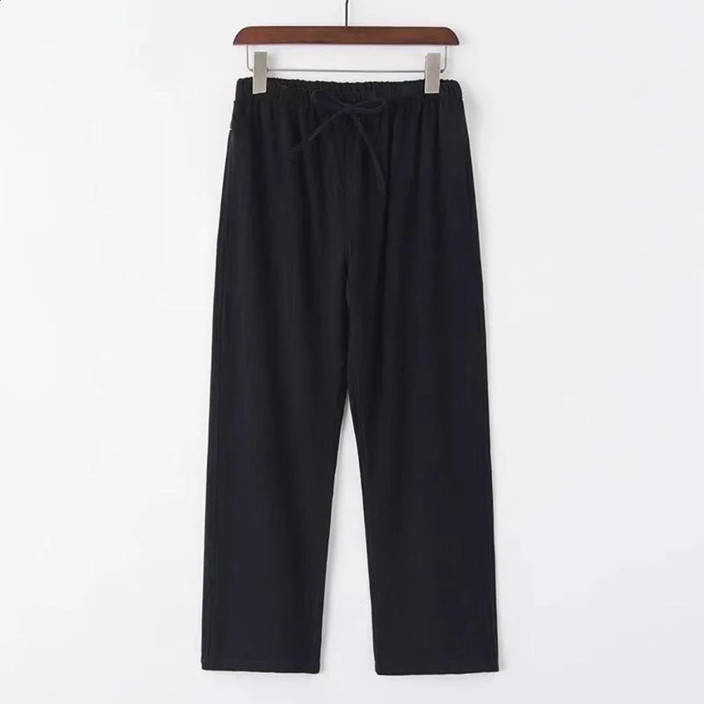 Mens Beach Pants Joggers Streetwear Cotton Linen Sweatpants Casual Pants Hawaiian Vacation Loose Summer Straight Pants Male 250809